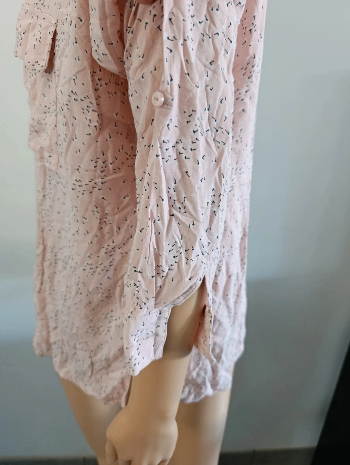 Camaêbu powder pink printed blouse shirt for women size 44 long sleeves fluid – photo 8